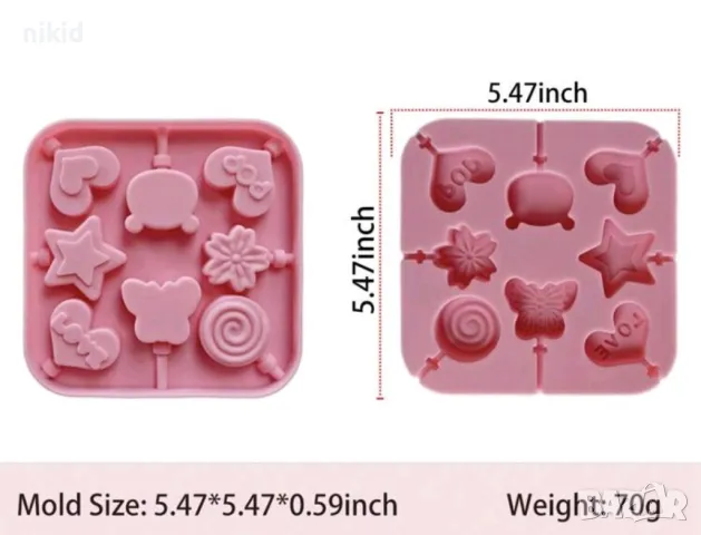 сърце мече звезда кръг пеперуда цвете силиконов молд форма за направа близалки клечка фондан шоколад