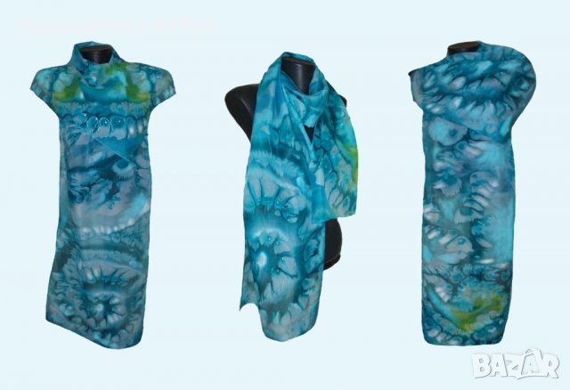 Рисуван шал ОРХИДЕИ С КАПКИ ДЪЖД, снимка 3 - Шалове - 28449764