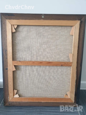 Teck 69х59см/стара картина масло върху платно/пейзаж-кула-градина/дървена рамка, снимка 11 - Картини - 51358094