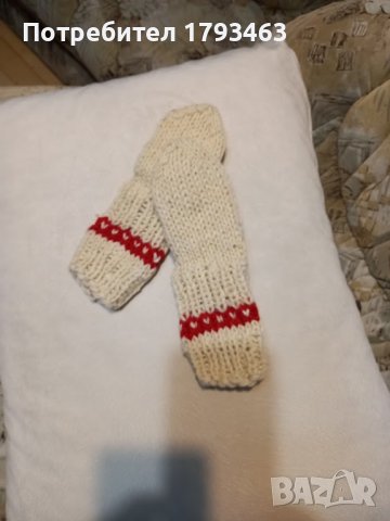 Ръчно плетени детски чорапи от вълна, ходило 14 см., снимка 2 - Чорапи - 39857306