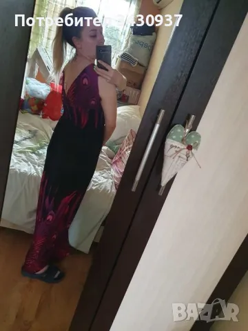 Рокля с v- образно деколте, снимка 4 - Рокли - 49087486