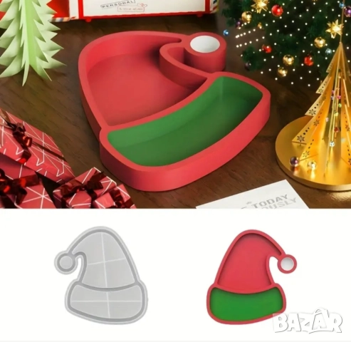 Молд поднос коледна шапка 18,4 см, снимка 5 - Форми - 51742465