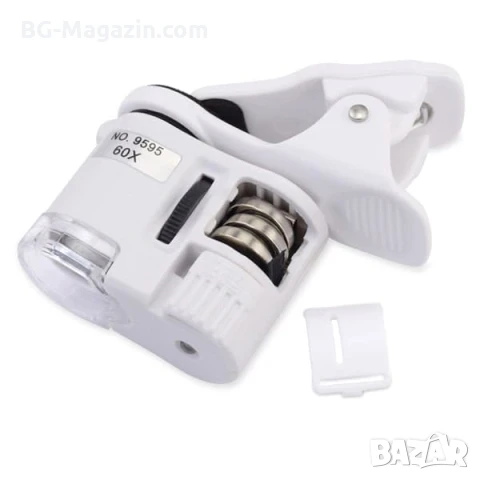 Джобен малък мини микроскоп увеличителна лед лупа за телефон смартфон микроскопче LED осветление, снимка 7 - Други инструменти - 50921285