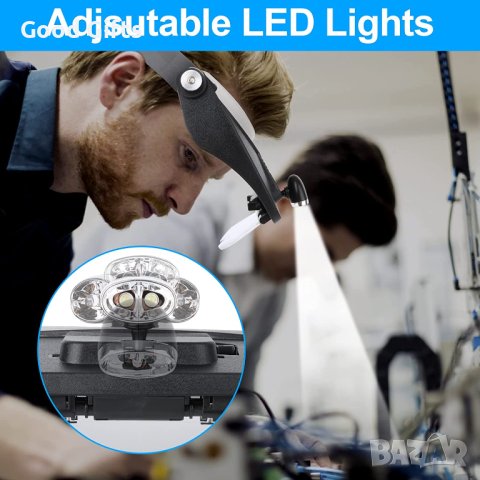 LED РАБОТНА ЛУПА ЗА ГЛАВА С ФЕНЕР ОСВЕТЛЕНИЕ, снимка 5 - Други стоки за дома - 40676349