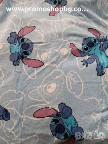 Плюшено одеало Стич, Lilo and Stitch 100х140 см + Възглавница Стич, снимка 4 - Олекотени завивки и одеяла - 50990688