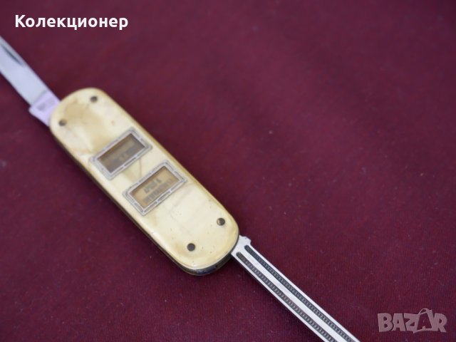 Уникално швейцарско ножче с автоматични механизми за сменящите се реклами,седеф, снимка 2 - Антикварни и старинни предмети - 32344086
