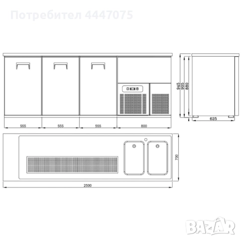 Трисекционен охладител за бира с три врати, снимка 2 - Хладилни витрини и фризери - 52315250