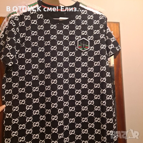 тениска маркова Гучи с обемна емблема-пчела апликация,черна нова, снимка 2 - Тениски - 51817392