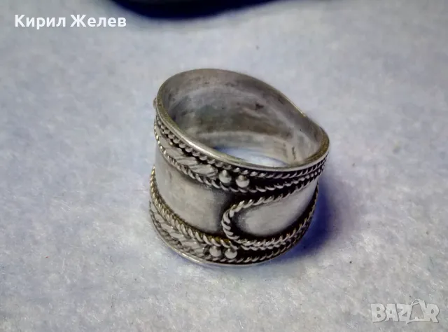 СТАРИНЕН РЕТРО АРТ ОРНАМЕНТИРАН СРЕБЪРЕН ПРЪСТЕН СРЕБРО ВИСОКА ПРОБА МАЙСТОРСКО БИЖУ 34933, снимка 4 - Антикварни и старинни предмети - 50354739