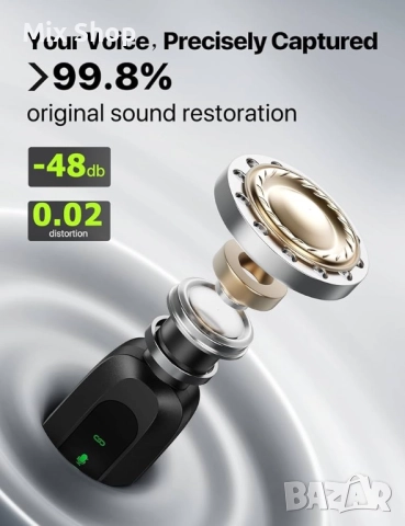 Безжичен лавалиер микрофон, предаване от 30 метра, всепосочен звук, съвместим с iPhone и Android, снимка 3 - Друга електроника - 52145428