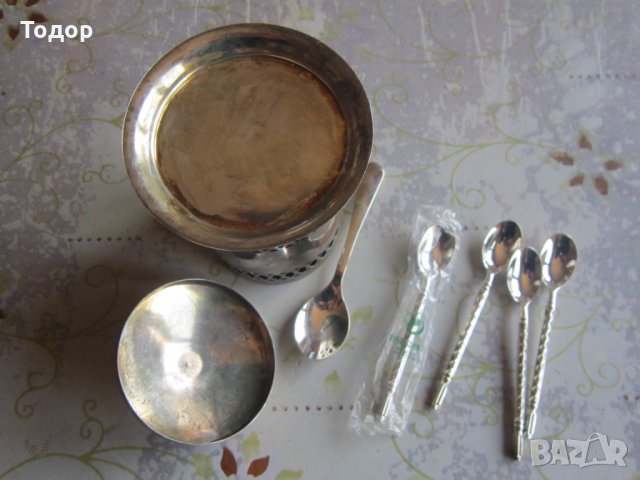 Посребрен комплект за чай с чаша лъжичка лъжички , снимка 4 - Други - 32810474
