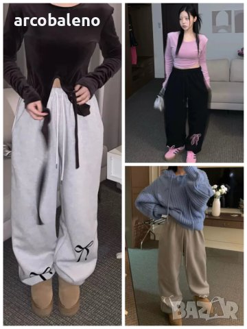 Нови дамски удебелени кадифени панталони с щампа на панделка, 3цвята