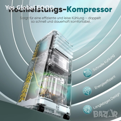 Мобилен климатик 9000 BTU с дистанционно и 3-в-1 функции, снимка 7 - Климатици - 52330060