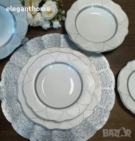 Сервиз за хранене 18 части Royal SILVER- костен порцелан