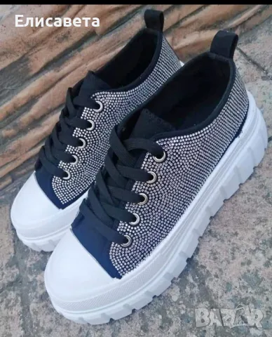 Дамски модерни кецове с камъчета , снимка 2 - Маратонки - 48159410