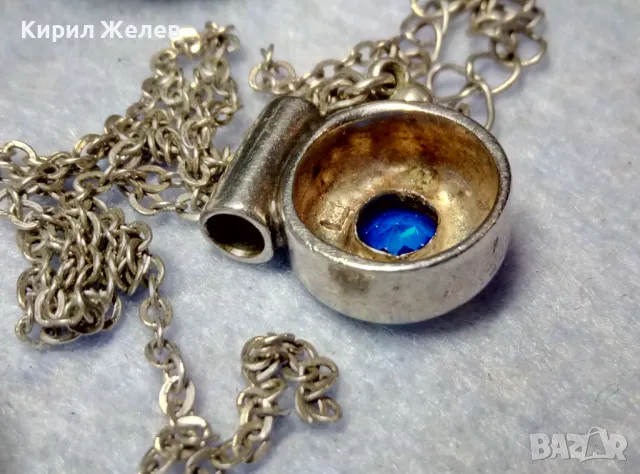 СКЪПОЦЕНЕН СРЕБЪРЕН МЕДАЛЬОН СРЕБРО 925 с ЮВЕЛИРНО ФАСЕТИРАН СИН ЦИРКОН и ПОСРЕБРЕНА ВЕРИЖКА 49733, снимка 8 - Колиета, медальони, синджири - 49913183