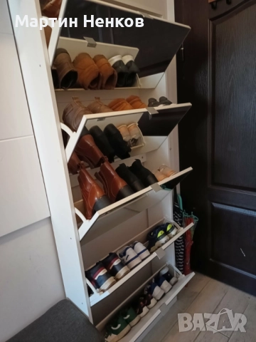 Бял Шкаф за Обувки с 5 отделения и Огледала, снимка 2 - Шкафове - 52926142