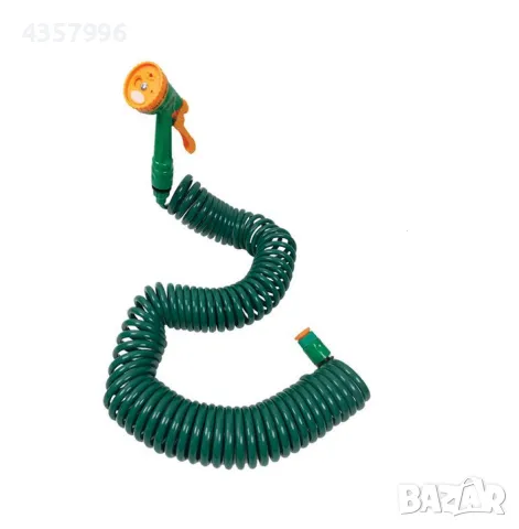 Маркуч за поливане, Спирала, 4 аксесоара, 4 функции, 15м, Зелен 