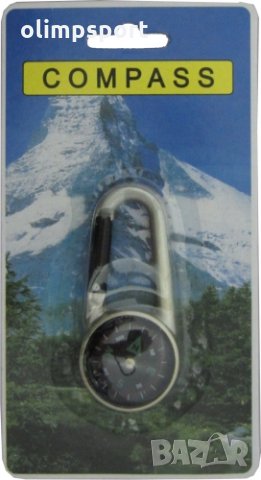 Карабинер с компас (600322) нов Карабинер с компас на блистер. Тегло: 40г. Р-ри: 6.5х3х0.8см. Лек, у, снимка 2 - Екипировка - 33261020