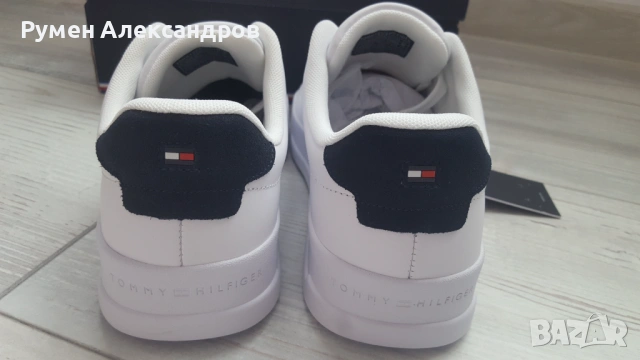 Нови бели кожени мъжки маратонки Tommy Hilfiger размер EUR41, снимка 5 - Маратонки - 53500665
