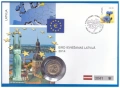 2 ЕВРО 2014 В НУМИЗМАТИЧЕН ПЛИК (NUMISBRIEF) - ЛАТВИЯ, снимка 1