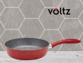 Кухненски тиган Voltz, 24см./ 26см., Дълбок,  Мраморно покритие, Индукция,  Червен, снимка 3