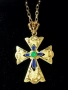Ръчно изработен златен православен кръст със сертифициран цаворит!, снимка 1