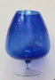 Ваза от синьо стъкло с гравирани елементи цветя , снимка 3