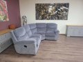 Сив ъглов диван от плат с ръчен релаксиращ механизъм, снимка 11
