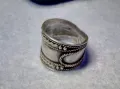 СТАРИНЕН РЕТРО АРТ ОРНАМЕНТИРАН СРЕБЪРЕН ПРЪСТЕН СРЕБРО ВИСОКА ПРОБА МАЙСТОРСКО БИЖУ 34933, снимка 4