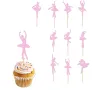 10 бр балерина балет танц розови топери за мъфини кексчета парти декор, снимка 3