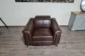 Кафяв кожен фотьойл с подвижна облегалка, снимка 3