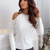 Ефектна дамска блуза рипс 2 цвята , снимка 1 - Блузи с дълъг ръкав и пуловери - 43225537