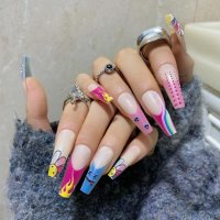 Комплект Разкошни Press-on Изкуствени Нокти 24 броя Арт Цветни Нокти КОД nail90, снимка 1 - Продукти за маникюр - 39489927