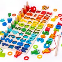 3678 Образователна игра дървена с букви и цифри, снимка 4 - Образователни игри - 36737764