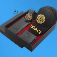 Колан шапка и 2 портфейла уникален комплект Versace код 6, снимка 1 - Портфейли, портмонета - 33589073