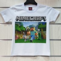 Нова бяла детска тениска с дигитален печат MINECRAFT (Майнкрафт), снимка 6 - Детски тениски и потници - 32607577