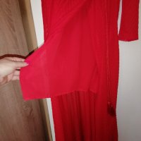 Страхотна дълга червена рокля H&M+подарък червило Max factor , снимка 5 - Рокли - 35453158