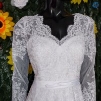 къса булчинска сватбена рокля с ръкави, снимка 13 - Сватбени рокли - 39215906