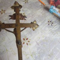 Старинен настолен бронзов кръст с разпятие , снимка 5 - Колекции - 28350039