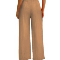 Ежедневни дамски широки панталони с копчета и джобове с висока талия, 5цвята - 024, снимка 10 - Панталони - 40956746