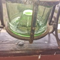 Стъклена бутилка в стойка от ковано желязо, снимка 3 - Сервизи - 43610561