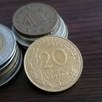 Монета - Франция - 20 сентима | 1991г., снимка 1 - Нумизматика и бонистика - 35378626