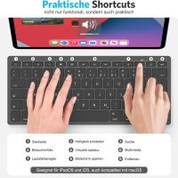 Emetok Bluetooth клавиатура ултратънка съвместима с iPad  и др. НОВА, снимка 3 - Клавиатури и мишки - 43575030