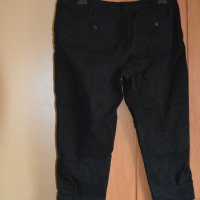Интересен есенен черен памучен панталон със 7/8 крачол, снимка 2 - Панталони - 43221850