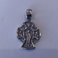 Сребърен двулицев кръст, снимка 1 - Колиета, медальони, синджири - 43688175