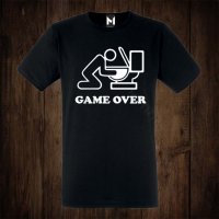 Мъжка тениска с щампа за ергенско парти Game Over , снимка 1 - Тениски - 26612752