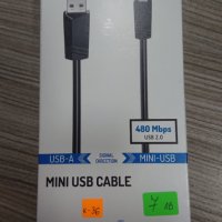 Кабел HAMA USB-A мъжко - USB-B mini мъжко, 1.5 м, снимка 1 - USB кабели - 38623647