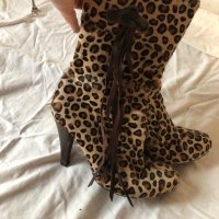 Леопардови ботуши с косъм от пони, снимка 2 - Дамски ботуши - 27347849