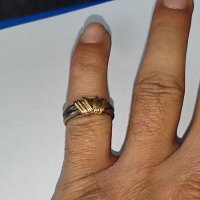 Сребърен пръстен 925 със злато 14 С, снимка 4 - Пръстени - 38253204